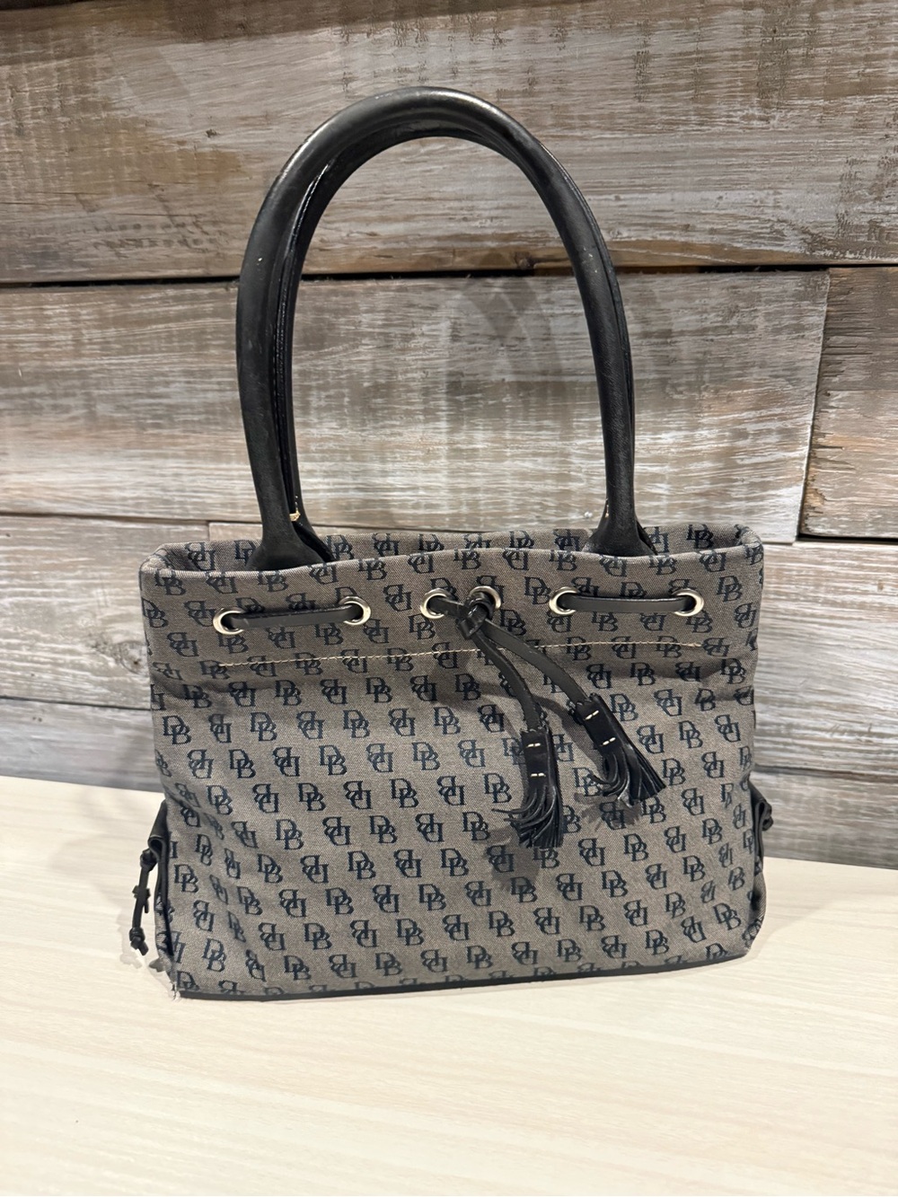 Dooney and Bourke  Black and Gray Monogram Tote Bag